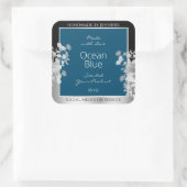 Aangepaste productetiketten Ocean Blue met Silver  Vierkante Sticker (Tas)