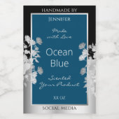 Aangepaste productetiketten Ocean Blue met Silver  Voedselcontainer Etiket (Enkel label)