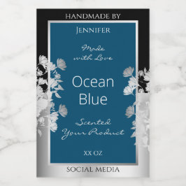 Aangepaste productetiketten Ocean Blue met Silver  Voedselcontainer Etiket