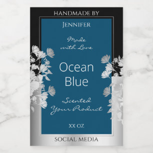 Aangepaste productetiketten Ocean Blue met Silver  Voedselcontainer Etiket
