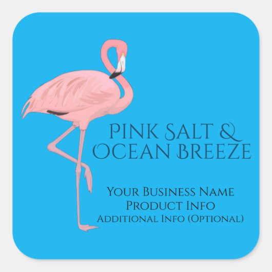Aangepaste productlabels strand thema flamingo vierkante sticker (Voorkant)