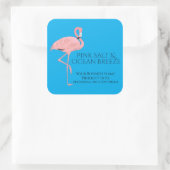 Aangepaste productlabels strand thema flamingo vierkante sticker (Tas)