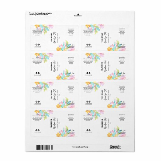 Aangepaste professionele druppelaar fles productla etiket (Full Sheet)