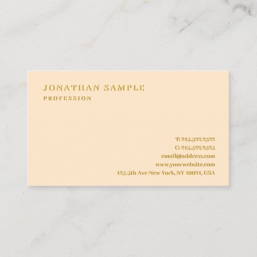 Aangepaste Professionele Elegante Gouden Kleur Tek Visitekaartje (Achterkant)