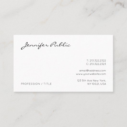 Aangepaste Professionele Elegante Moderne Minimal  Visitekaartje (Voorkant)