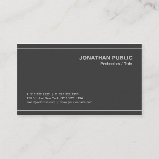 Aangepaste Professionele Elegante Sjabloon Antraci Visitekaartje (Achterkant)
