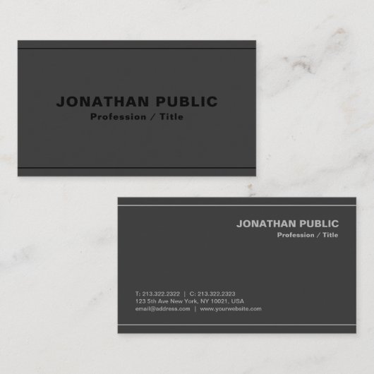 Aangepaste Professionele Elegante Sjabloon Antraci Visitekaartje (Voorkant / Achterkant)