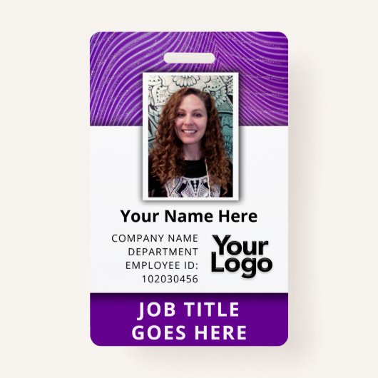 Aangepaste professionele fotonaam werknemer in bed badge (Voorkant)