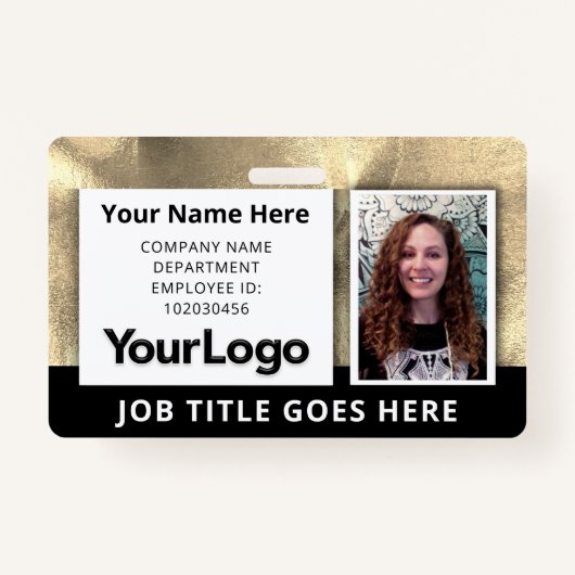 Aangepaste professionele fotonaam werknemer in bed badge (Voorkant)