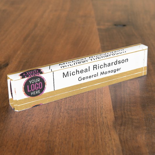 Aangepaste professionele Logo-desk Naambordje (Zijkant)