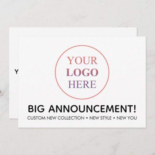 Aangepaste professionele Logo – geen minimale best Aankondiging (Voorkant / Achterkant)