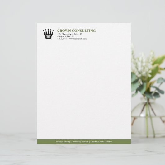 Aangepaste professionele logo met groene streep gepersonaliseerd briefhoofd (Staand voorkant)