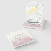 Aangepaste professionele miniatuur van Monogram Stenen Onderzetter (Zijkant)