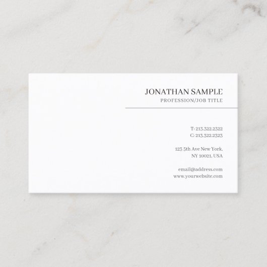 Aangepaste professionele moderne elegante minimali visitekaartje (Voorkant)