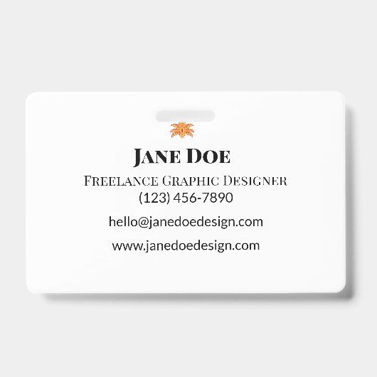 Aangepaste professionele of persoonlijke contactka badge (Voorzijde)