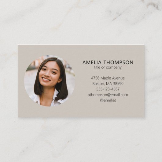 Aangepaste Professionele Zakelijke Logo Foto Taupe Visitekaartje (Achterkant)