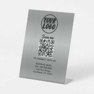 Aangepaste professionele zakelijke Logo QR code zi Reclamebord Met Voetstuk