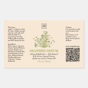 Aangepaste professionele zeewier serum skincare la rechthoekige sticker