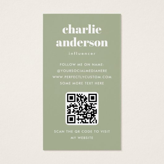 Aangepaste profielkaarten met trendy influencer visitekaartje (Achterkant)
