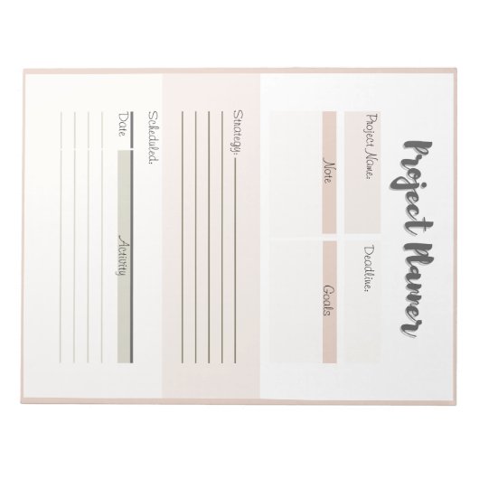 Aangepaste projectplanner notitieblok (Voorkant)