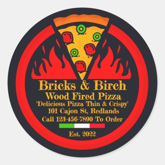 Aangepaste promotie voor houtgestookte pizzarestau ronde sticker (Voorkant)