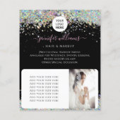 Aangepaste promotionele estheticus Holo Glitter Zw Flyer (Achterkant)