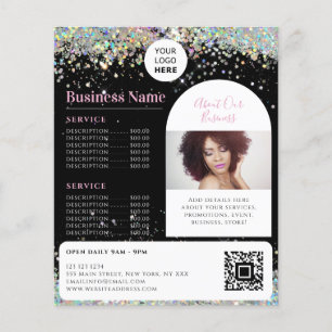 Aangepaste promotionele estheticus Holo Glitter Zw Flyer