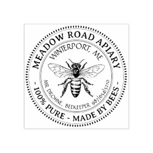 Aangepaste promotionele honing bijenstal naam bije rubberstempel