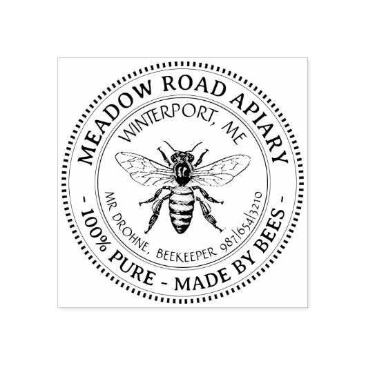 Aangepaste promotionele honing bijenstal naam bije rubberstempel (Afrduk)