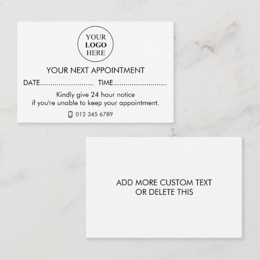 Aangepaste promotionele Logo – geen minimale beste Afsprakenkaartje (Voorkant / Achterkant)