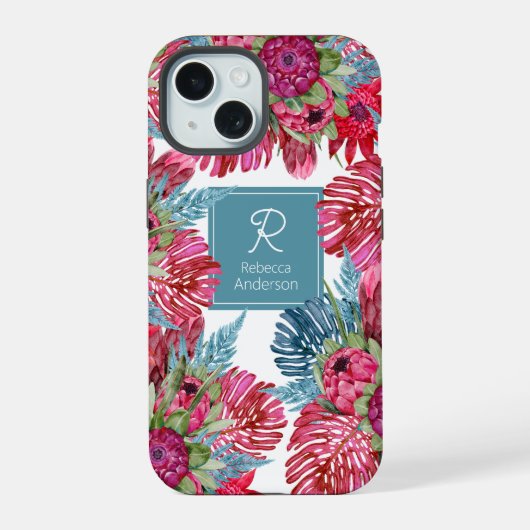 Aangepaste Protea Zomer Tuin iPhone 15 Case (Achterkant)
