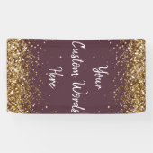 Aangepaste pruim paars gouden verjaardagsfeest fot spandoek (Horizontaal)
