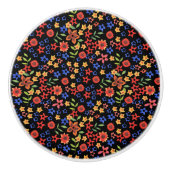 Aangepaste prullenbak voor grafische Retro Floral  Keramische Knop (Voorkant)