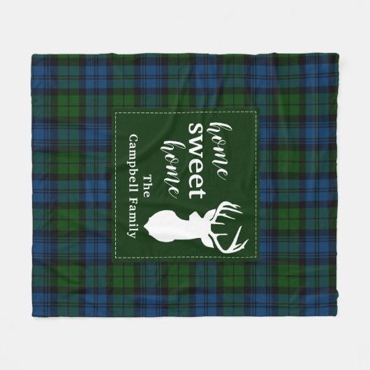 Aangepaste Pset Tartan Clan Campbell Militair Fleece Deken (Voorkant (Horizontaal))