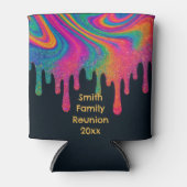 Aangepaste Psychedelic Neon Glitter Drip Koelbox Blikjeskoeler (Voorkant)