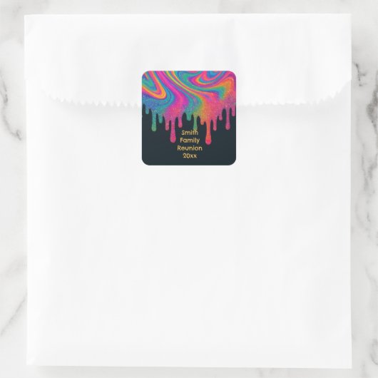 Aangepaste Psychedelic Neon Glitter Drip Sticker L (Tas)