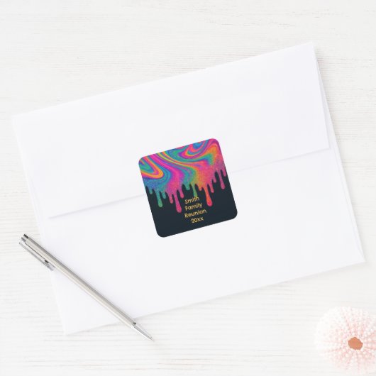 Aangepaste Psychedelic Neon Glitter Drip Sticker L (Envelop)