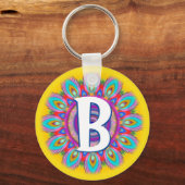 Aangepaste psychedelische initiaal knop sleutelhan sleutelhanger (Voorkant)