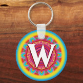 Aangepaste psychedelische initiaal knop sleutelhan sleutelhanger (Voorkant)