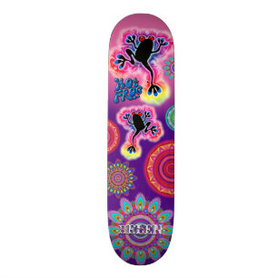 Aangepaste psychedelische kikker van boho mandala  persoonlijk skateboard