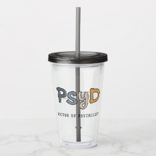 Aangepaste PsyD Doctor in de psychologie Psycholoo Acryl Drinkbeker