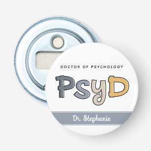 Aangepaste PsyD Doctor in de psychologie Psycholoo Button Flesopener