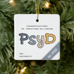 Aangepaste PsyD Doctor in de psychologie Psycholoo Keramisch Ornament