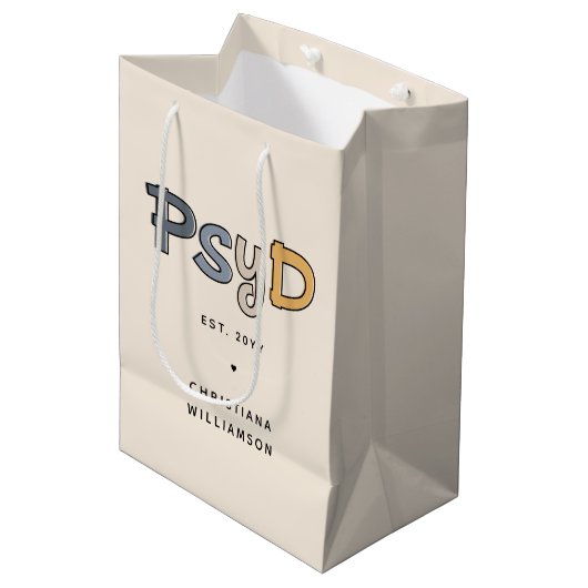 Aangepaste PsyD Doctor in de psychologie Psycholoo Medium Cadeauzakje (Voorkant Gekanteld)