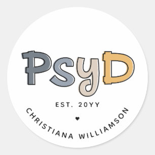 Aangepaste PsyD Doctor in de psychologie Psycholoo Ronde Sticker
