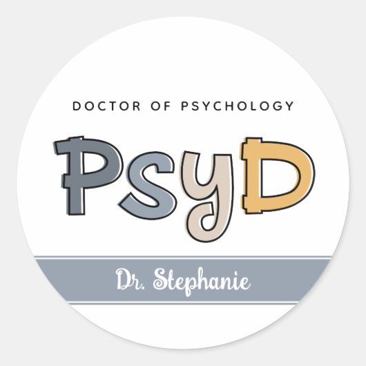 Aangepaste PsyD Doctor in de psychologie Psycholoo Ronde Sticker (Voorkant)