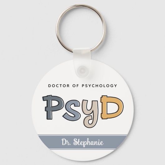 Aangepaste PsyD Doctor in de psychologie Psycholoo Sleutelhanger (Voorkant)