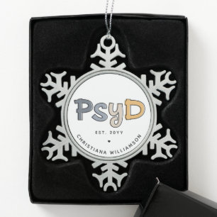 Aangepaste PsyD Doctor in de psychologie Psycholoo Tin Sneeuwvlok Ornament