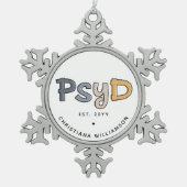 Aangepaste PsyD Doctor in de psychologie Psycholoo Tin Sneeuwvlok Ornament (Voorkant)