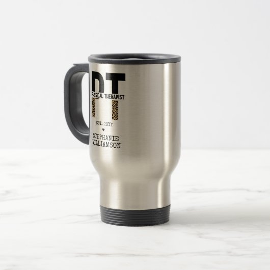 Aangepaste PT Fysiotherapeut Luipaardprint Reisbeker (Voorkant links)